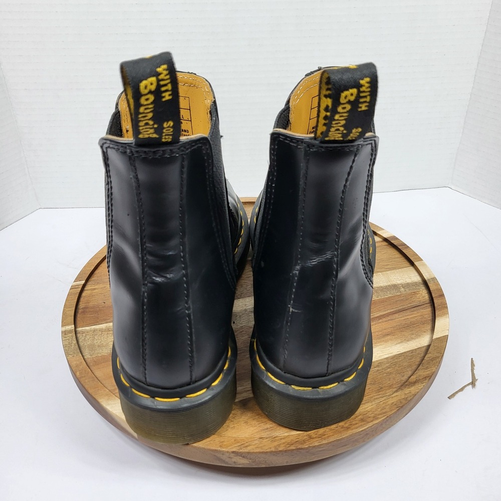 Dr. Martens 2976 Chelsea Boots Women 8 Black Good Smooth Leather Yellow Stitch - Picture 5 of 10